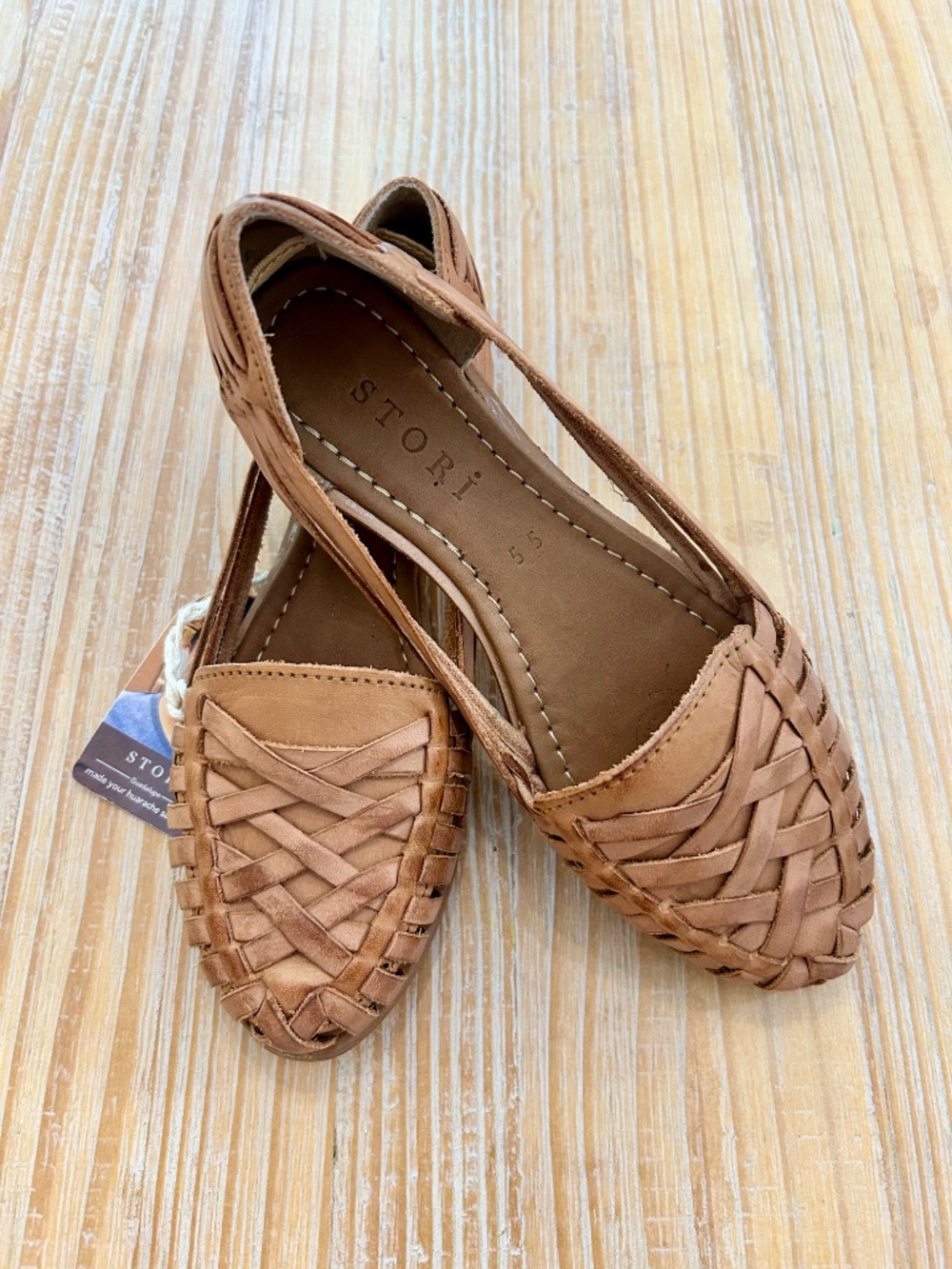 NIB Stori Footwear The Traditional Tan Mexican Huarache Sandals 5.5